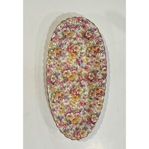 Vtg James A Kent Celery Tray  Longton Dish  Du Barry 13" England Chintz Floral